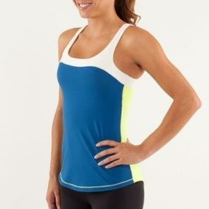 Teal/yellow colorblock first base tank